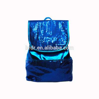 Bulk Wholesale Dark Blue Korean Style Shiny Sequin PU Drawstring Backpack for Teenagers