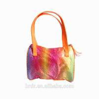 High Quality Popular Rainbow Gradual Color PU Leather Handbags for Little Girls