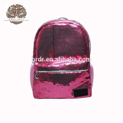 Spring Pink Lovely Sequin PU Korean Street Girls Zips Day Backpack