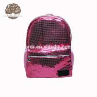 Spring Pink Lovely Sequin PU Korean Street Girls Zips Day Backpack