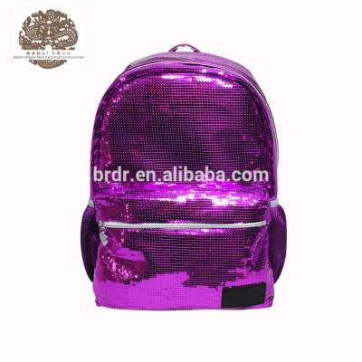 Street Focus Korean Style Sexy Purple Sequin PU Day Rucksack for Teens