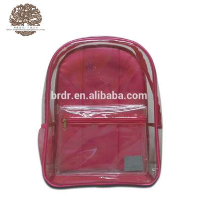 Clear Transparent PVC School Book Bag , Kids Backpack Pink