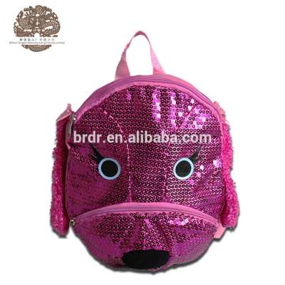 Cute Dog Shape Pink Plush Animal Backpack for Little Girl