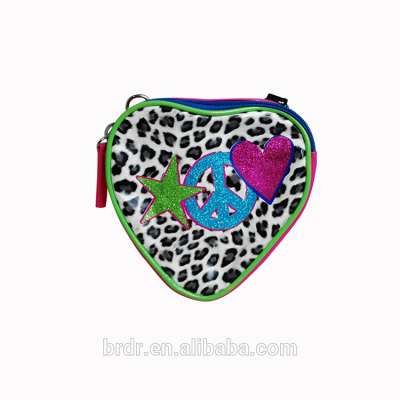 Fashion Leopard Heart Shape Small PVC Shoulder Bag for Girls